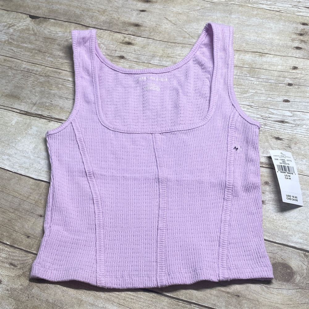 American Eagle Outfitters Lavender Ribbed Crop Tank